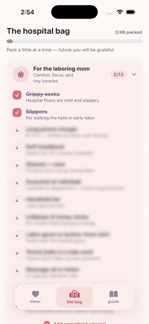 Hospital bag checklist